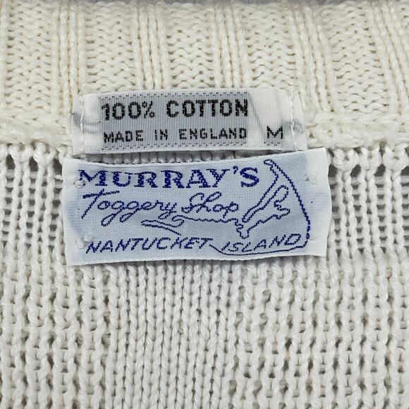 MURRAYS TOGGERY Sweater Women M Textured Windowpane Cotton Off White VTG England - Picture 4 of 12